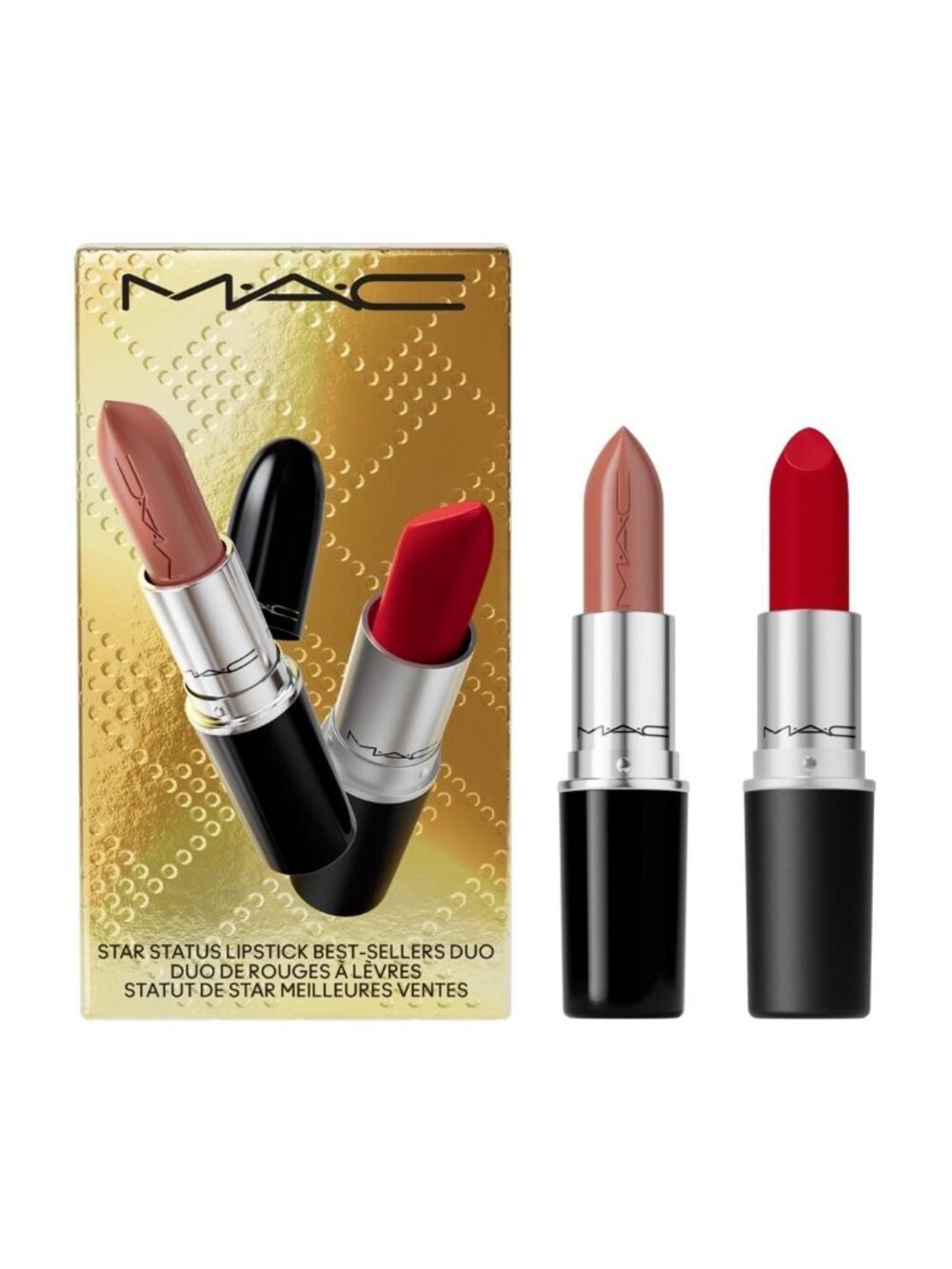 $52 Value-MAC 2-Pc. Star Status Lipstick Set–Ruby Woo & Thanks It's MAC - NIB